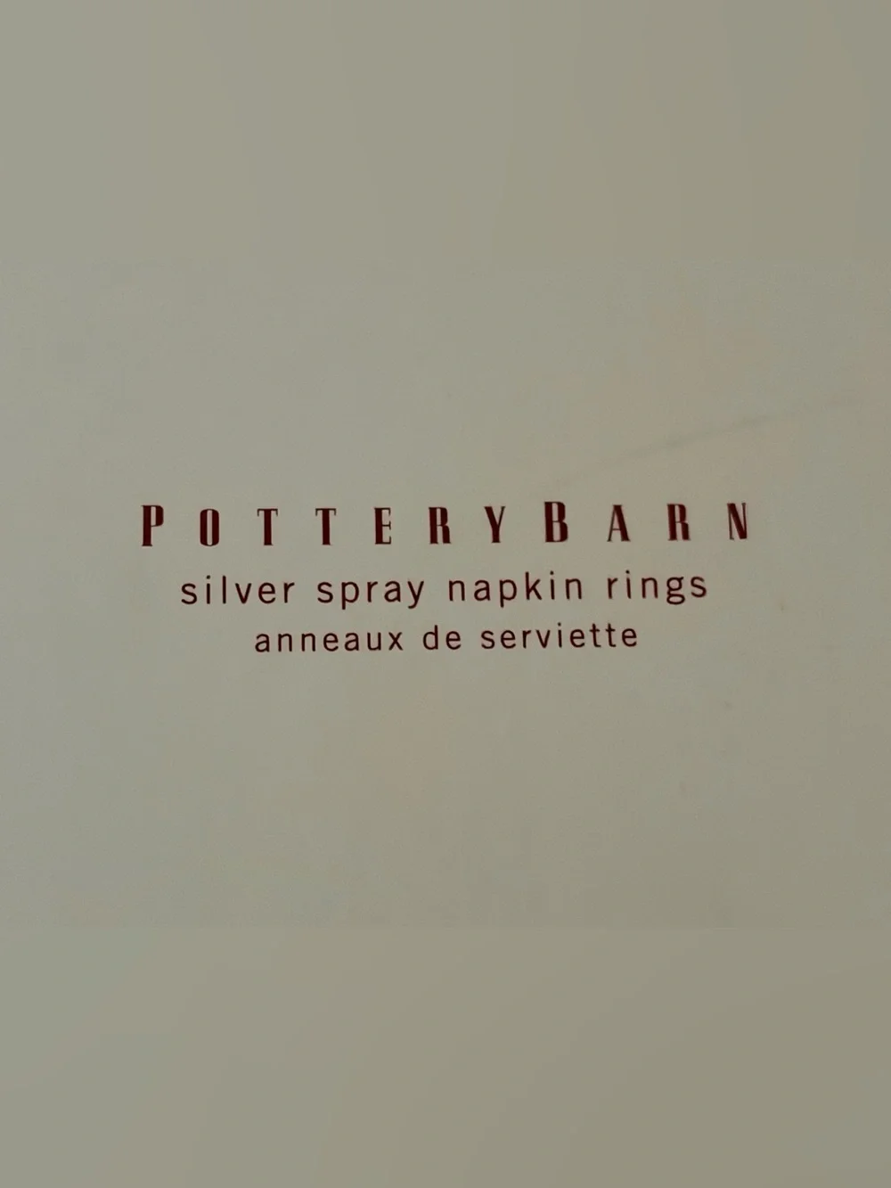 Pottery Barn Napkin Rings In Box Set Of Four Silver Spray NWT Original Box